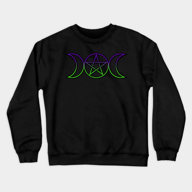 Triple Moon Goddess Purple Green Crewneck Sweatshirt by RavenWake